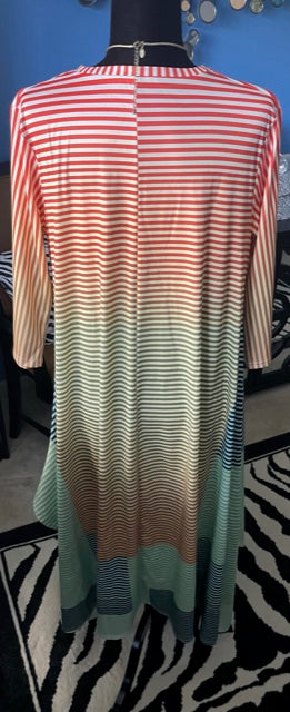 Orange, Green, and Teal Swing Dress - 2XL (US 14 -16)