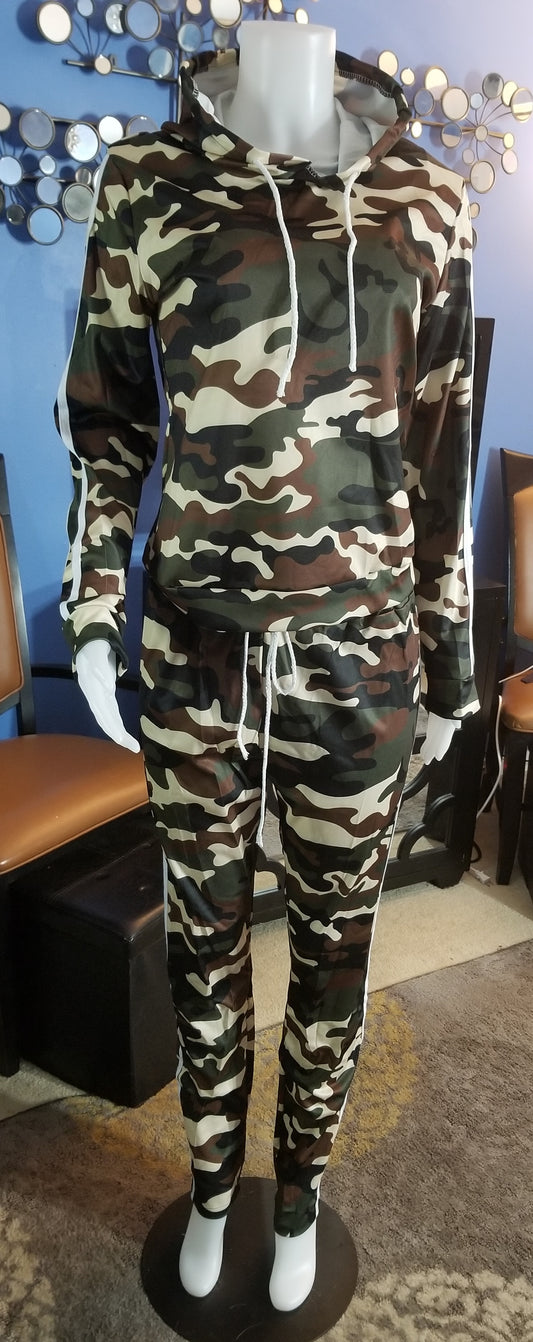 Camo White Stripped Legs Jogger