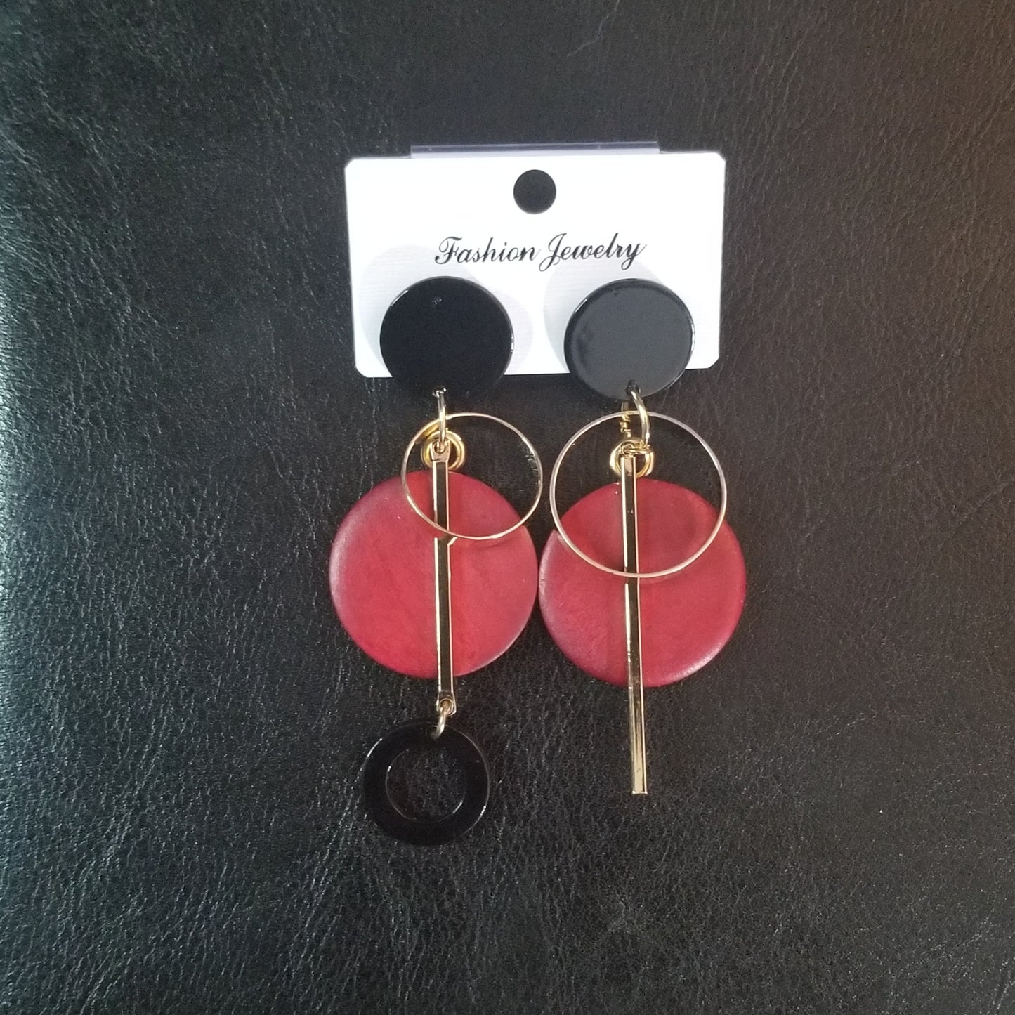 Red, Black & Gold Earrings