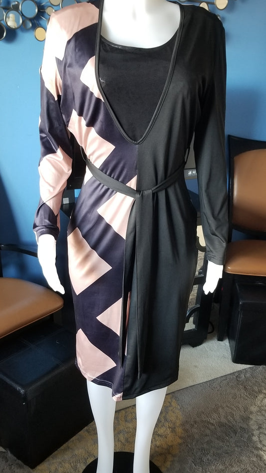 Dress - Size XL Beige & Black (Modeled)