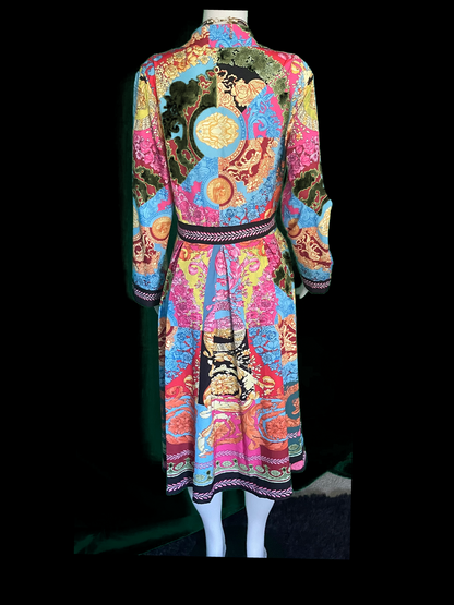 Multicolor Dress with Venetian Design