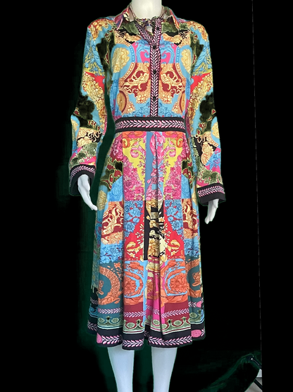 Multicolor Dress with Venetian Design