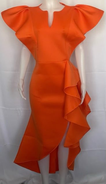 Orange Ruffle Dress - Size US 12 to 14