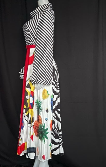 Black & White Multiple Color Maxi Dress.  US Size 14 -16 (2XL)