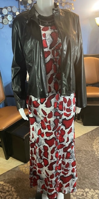 Red & Black Animal Print Dress