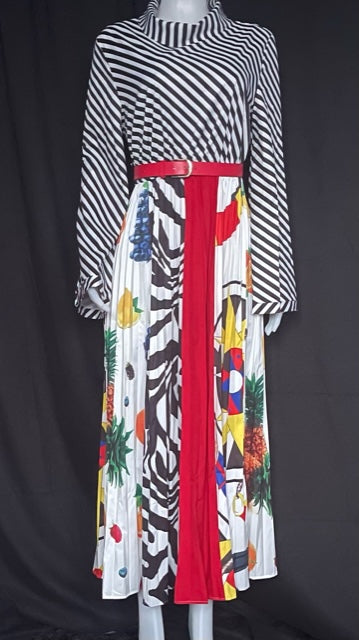 Black & White Multiple Color Maxi Dress.  US Size 14 -16 (2XL)